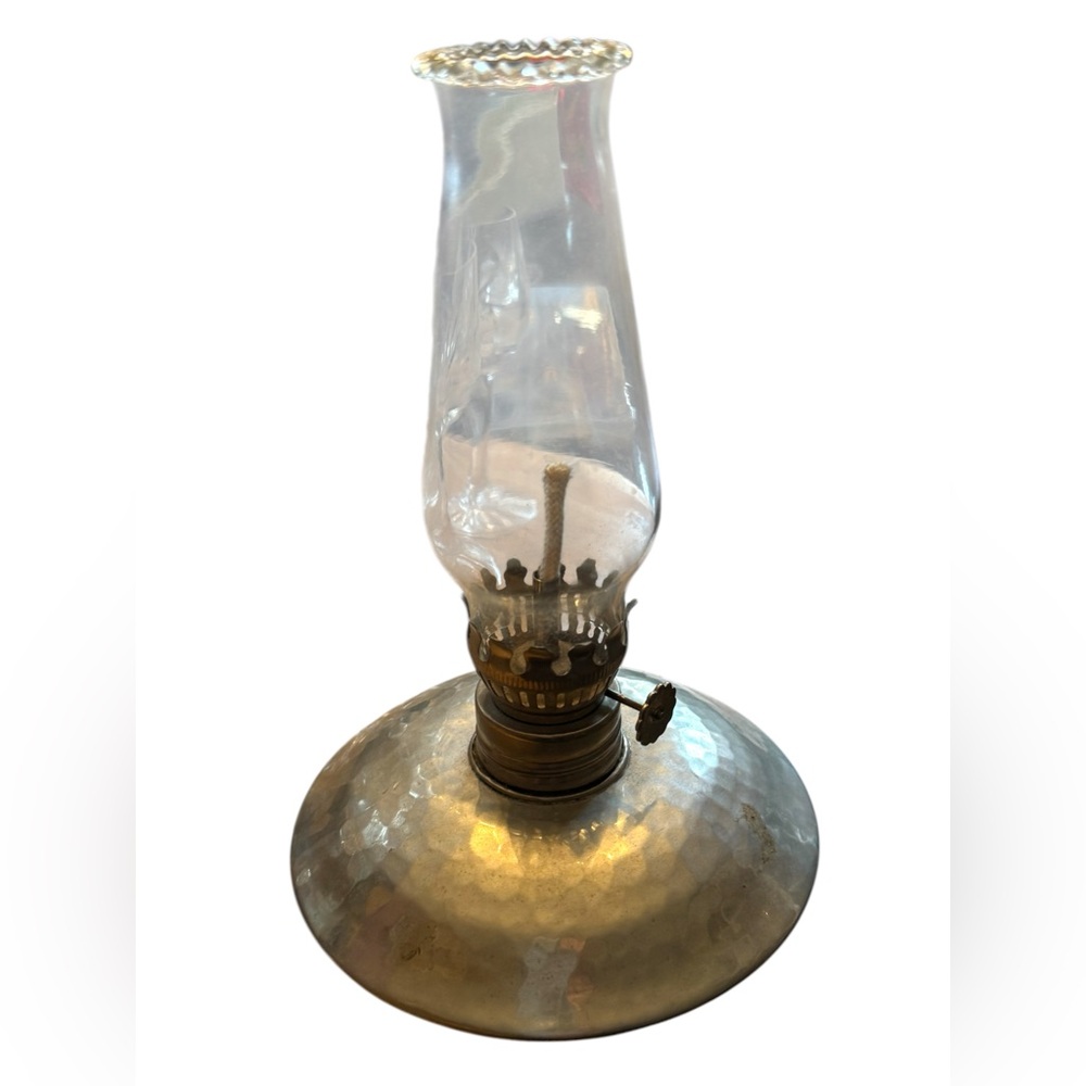 Vintage original Atelier Bernard Chaudron pewter oil lamp made in Quebec, Canada